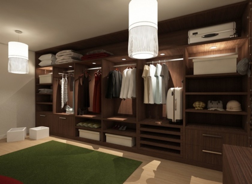Классическая гардеробная комната из массива с подсветкой Белгород
